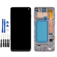 Black Samsung Galaxy S10, SM-G973C, SM-G973F/DS, SM-G973U Screen Replacement with frame (No Fingerprint Identification)