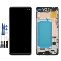 Black Samsung Galaxy S10+, SM-G975F/DS, SM-G975U Screen Replacement with frame (No Fingerprint Identification)