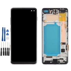Black Samsung Galaxy S10+, SM-G975F/DS, SM-G975U Screen Replacement with frame (No Fingerprint Identification)