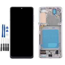 Silver Samsung Galaxy S21, SM-G990F Screen Replacement with frame (No Fingerprint Identification)