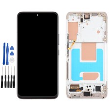 Silver Samsung Galaxy S22 5G, SM-S901B, SM-S901B/DS, SM-S901U, SM-S901U1 Screen Replacement with frame (No Fingerprint Identification) argent